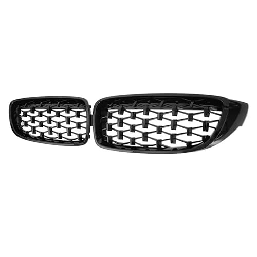 Frontgrill Diamonds Style Frontstoßstangen-Renngrill Für 4er F32 F33 F36 M3 F80 M4 F82 2012–2019, Zubehör Mit Zwei Lamellen In Glänzendem Schwarz Front Nieren Kühlergrill(Diamond-All Black) von Rdtnvc