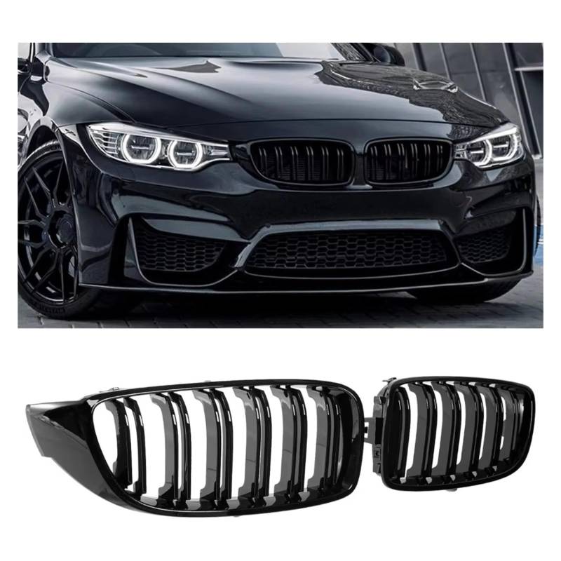 Frontgrill F32-Kühlergrill Vorderer Nierengrill Für 4er F32 F33 F36 Für M3 Für M4 2013 2014 2015 2016 2017 2018 2019 Doppellamellen Glänzend Schwarze Grills Front Nieren Kühlergrill von Rdtnvc