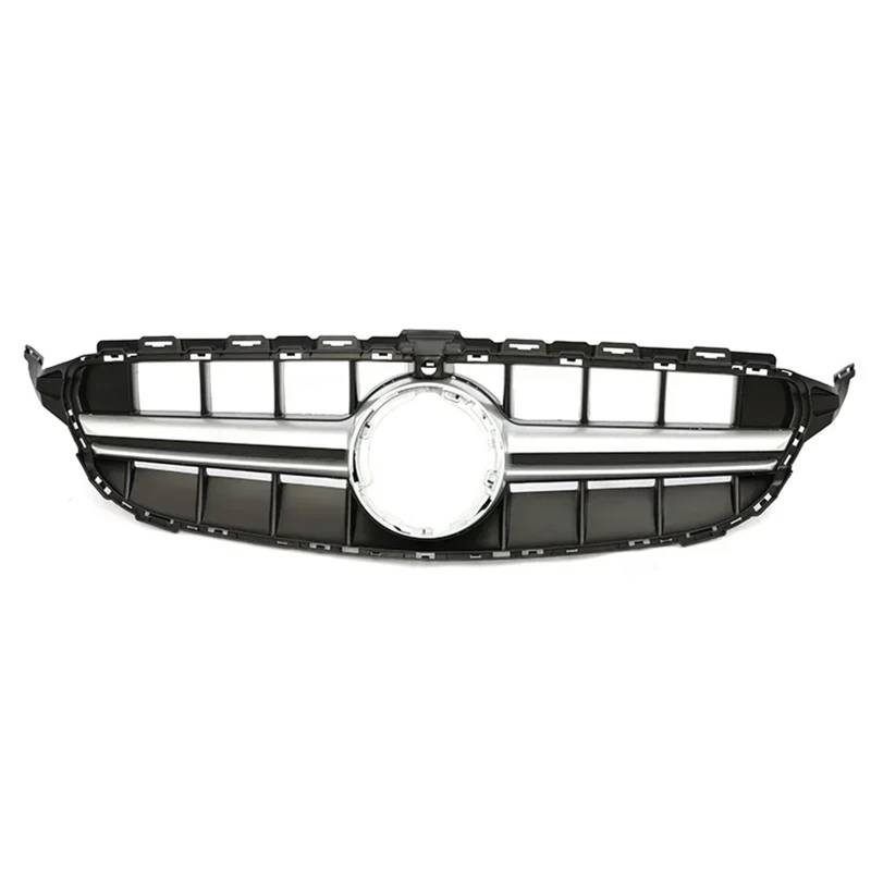 Frontgrill Frontgrill GT Grill Für Benz C Klasse W205 C180 C200 C300 C350 Für AMG Style Parrilla 2014 2015 2016 2017 2018 2019 2020 2021 Diamond Silve Front Nieren Kühlergrill(19-21 E63S S with) von Rdtnvc