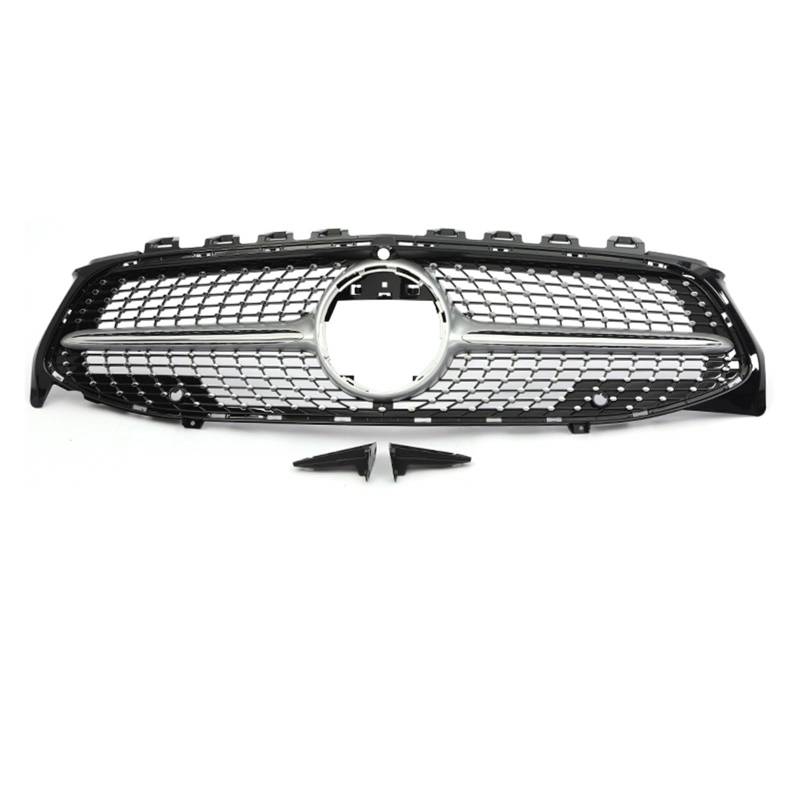 Frontgrill Frontstoßstange GT Diamond Für AMG Grill Für Benz Für CLA W118 CLA180 CLA200 CLA250 CLA260 CLA45 2019–2024, Schwarz-silberner Facelift-Grill Front Nieren Kühlergrill(Diamond Sliver with) von Rdtnvc