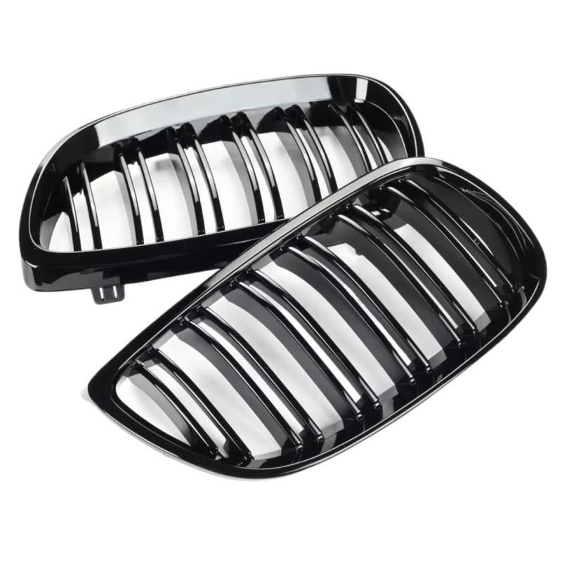Frontgrill Frontstoßstangen-Nierengrill Für E92 E93 M3 2006 2007 2008 2009 2010 2011 2012 2013, Glänzend Schwarz, Dual-Line-Grill, Renngitter, Ersatzteil Front Nieren Kühlergrill von Rdtnvc