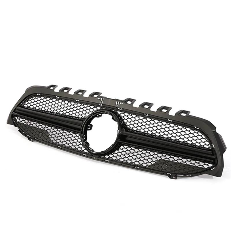 Frontgrill Frontstoßstangengrill GT Diamond Black Silver Grille Für Benz A-Klasse V177 W177 Für AMG A35 A45 A200 A180 A260 Front Nieren Kühlergrill(A Black WO Cam) von Rdtnvc
