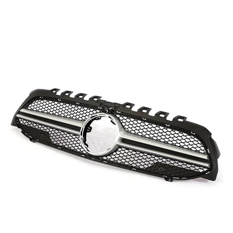 Frontgrill Frontstoßstangengrill GT Diamond Black Silver Grille Für Benz A-Klasse V177 W177 Für AMG A35 A45 A200 A180 A260 Front Nieren Kühlergrill(A Silver W Cam) von Rdtnvc