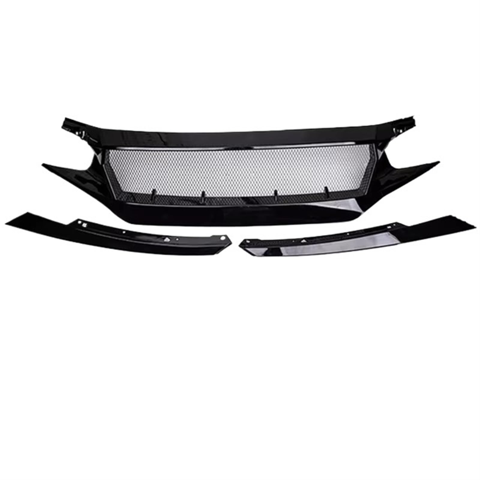 Frontgrill Für 10th Für Civic FK7 FK8 Type-R Fiberglas Frontschürze Grille Racing Auto FC JS N1 Stil Carbon Faser Dekoration Schwarz Zubehör Front Nieren Kühlergrill(Bright Black) von Rdtnvc