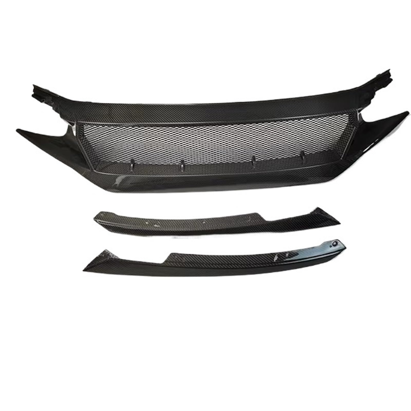 Frontgrill Für 10th Für Civic FK7 FK8 Type-R Fiberglas Frontschürze Grille Racing Auto FC JS N1 Stil Carbon Faser Dekoration Schwarz Zubehör Front Nieren Kühlergrill(Carbon Fibre) von Rdtnvc