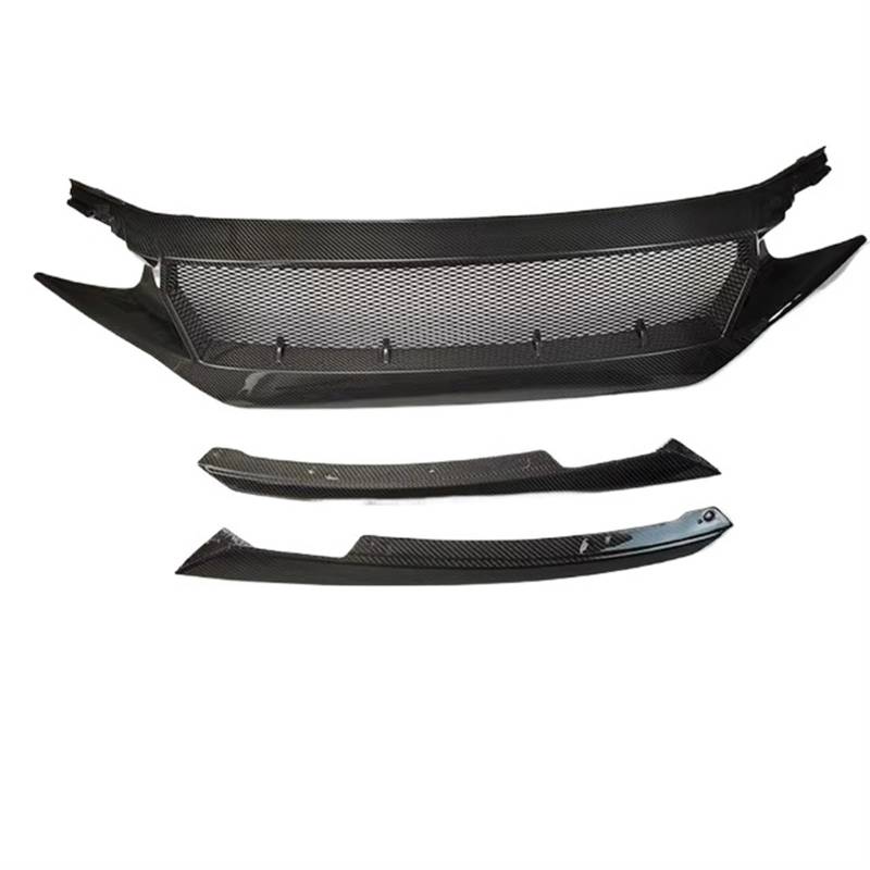 Frontgrill Für 10th Für Civic FK7 FK8 Type-R Fiberglas Frontschürze Grille Racing Auto FC JS N1 Stil Carbon Faser Dekoration Schwarz Zubehör Front Nieren Kühlergrill(Carbon Fibre) von Rdtnvc