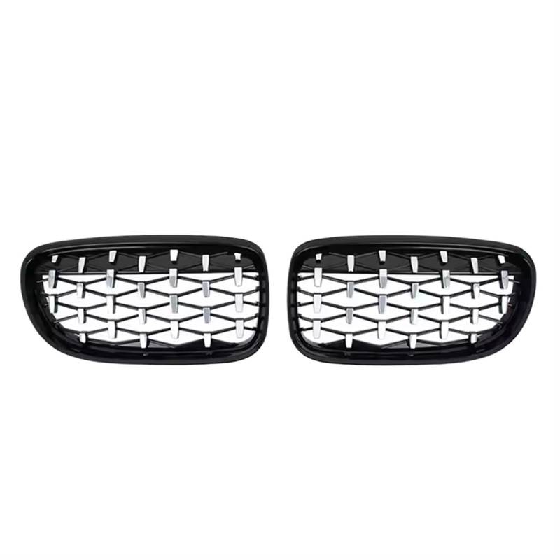 Frontgrill Für 3er E90 E91 2009 2010 2011 2012 Single Line Style Glänzend Schwarz Dual Slats Grilles Diamonds Style Frontstoßstangengitter Front Nieren Kühlergrill(Diamond-Chrome Black) von Rdtnvc