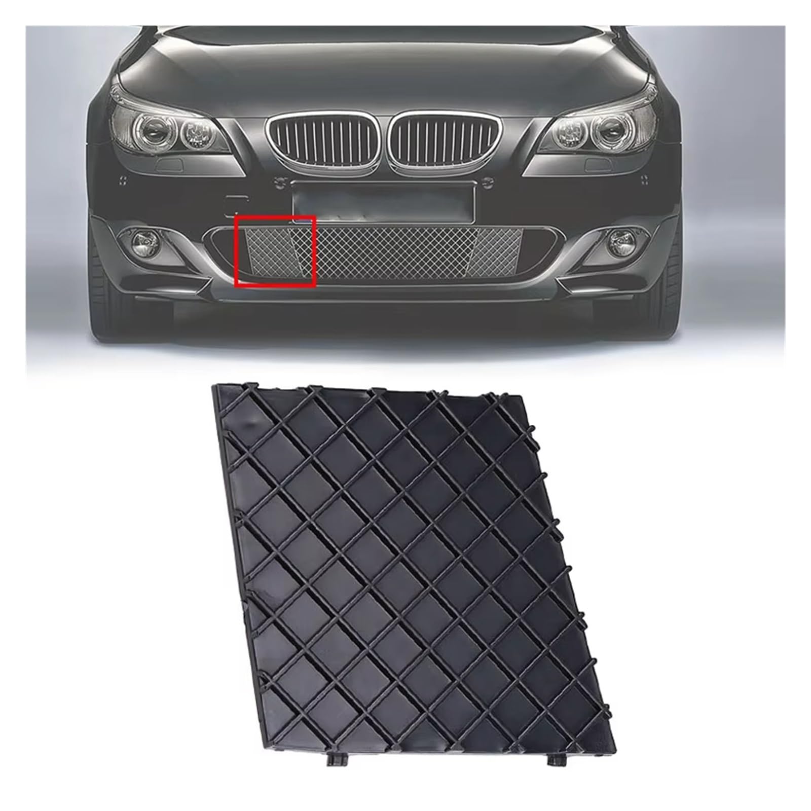 Frontgrill Für 5er-Serie E60 E61 Paket 2003–2010 51117897184 Frontstoßstange, Unteres Netzgitter, Zierblende Links Und Rechts, Schwarz Front Nieren Kühlergrill(Rechte Seite) von Rdtnvc