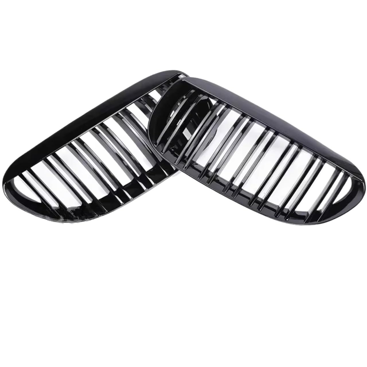 Frontgrill Für 6er M6 E63 E64 630i 650i 645ci 2004–2010 Frontstoßstange Nieren-Renngrill Doppellamellen Glänzend Schwarze Gitter Front Nieren Kühlergrill(Dual Gloss Black) von Rdtnvc