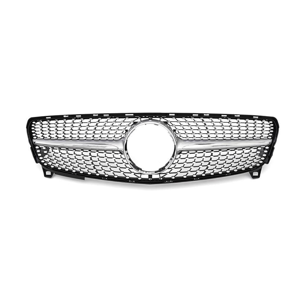 Frontgrill Für Benz A-Klasse W176 2016 2017 2018 A180 A200 A250 A45 Für AMG Chrom Schwarz Diamanten Stil Grille Schwarz Für GTR Front Stoßstange Grille Front Nieren Kühlergrill(Diamonds-Silver) von Rdtnvc