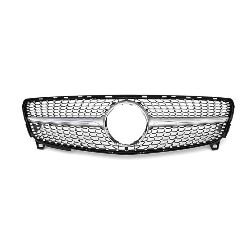 Frontgrill Für Benz A-Klasse W176 2016 2017 2018 A180 A200 A250 A45 Für AMG Chrom Schwarz Diamanten Stil Grille Schwarz Für GTR Front Stoßstange Grille Front Nieren Kühlergrill(Diamonds-Silver) von Rdtnvc