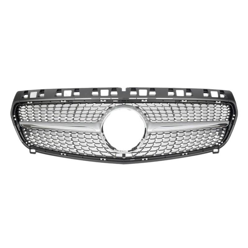 Frontgrill Für Benz A-Klasse W176 A180 A200 A250 A45 2013 2014 2015 Für AMG Chrom Schwarz Diamanten Stil Grille Schwarz Für GTR Front Stoßstange Grille Front Nieren Kühlergrill(Diamonds-Silver) von Rdtnvc