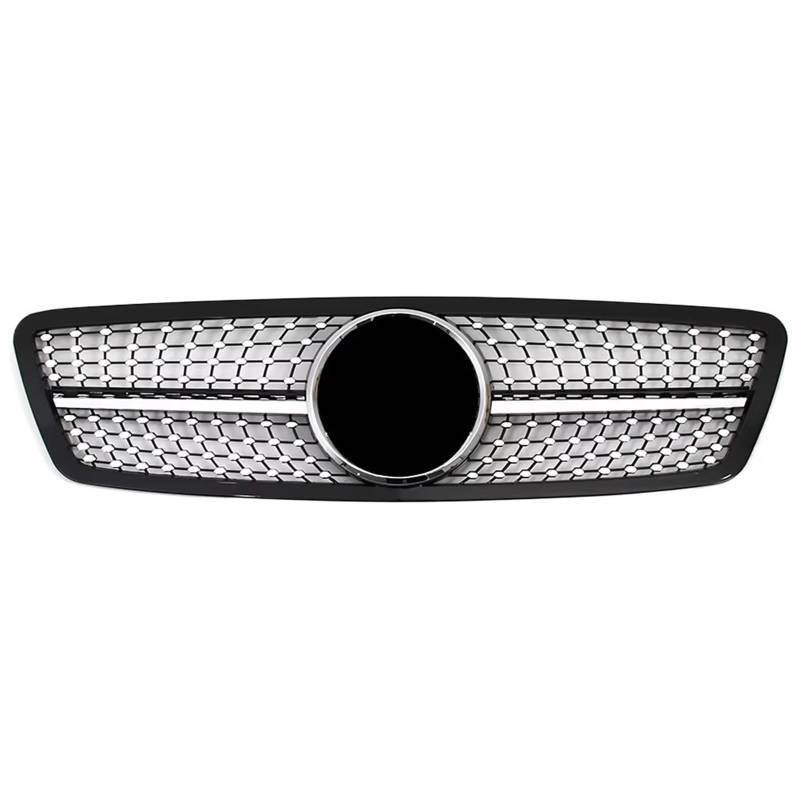 Frontgrill Für Benz C-Klasse W203 2001 2002 2003 2004 2005 2006 2007 C200 C240 ​​C320 Chrome Silver Diamonds Style Grille Black Für GTR Style Front Bumper Grille Front Nieren Kühlergrill(Diamond-Chrom von Rdtnvc