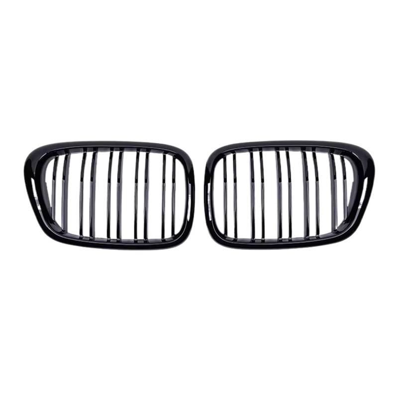 Frontgrill Für E39 5 Series 525 528 1999 2000 2001 2002 2003 Schwarz Glänzender Kühlergrill Auto-Fronthaubengrill Nierengitter Renngrill-Zubehör Dual Line Front Nieren Kühlergrill(Gloss Black) von Rdtnvc