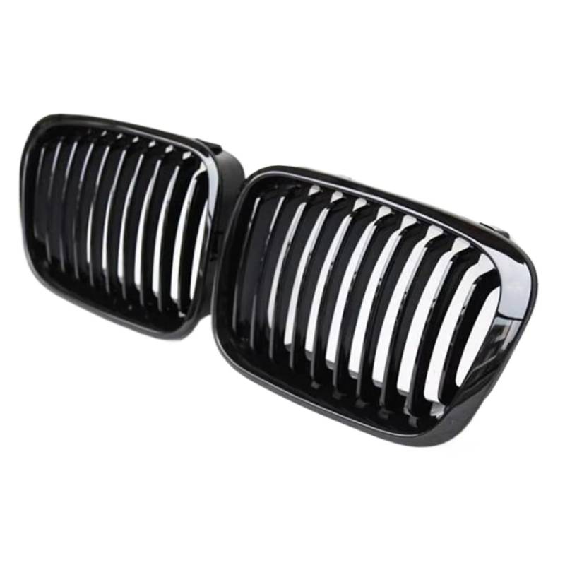 Frontgrill Für E46 4-Türer 1998 1999 2000 2001, Glänzend Schwarz, Vorderer Nierengrill, Lamellenstil, Grill, Auto-Styling Front Nieren Kühlergrill(Gloss Black) von Rdtnvc