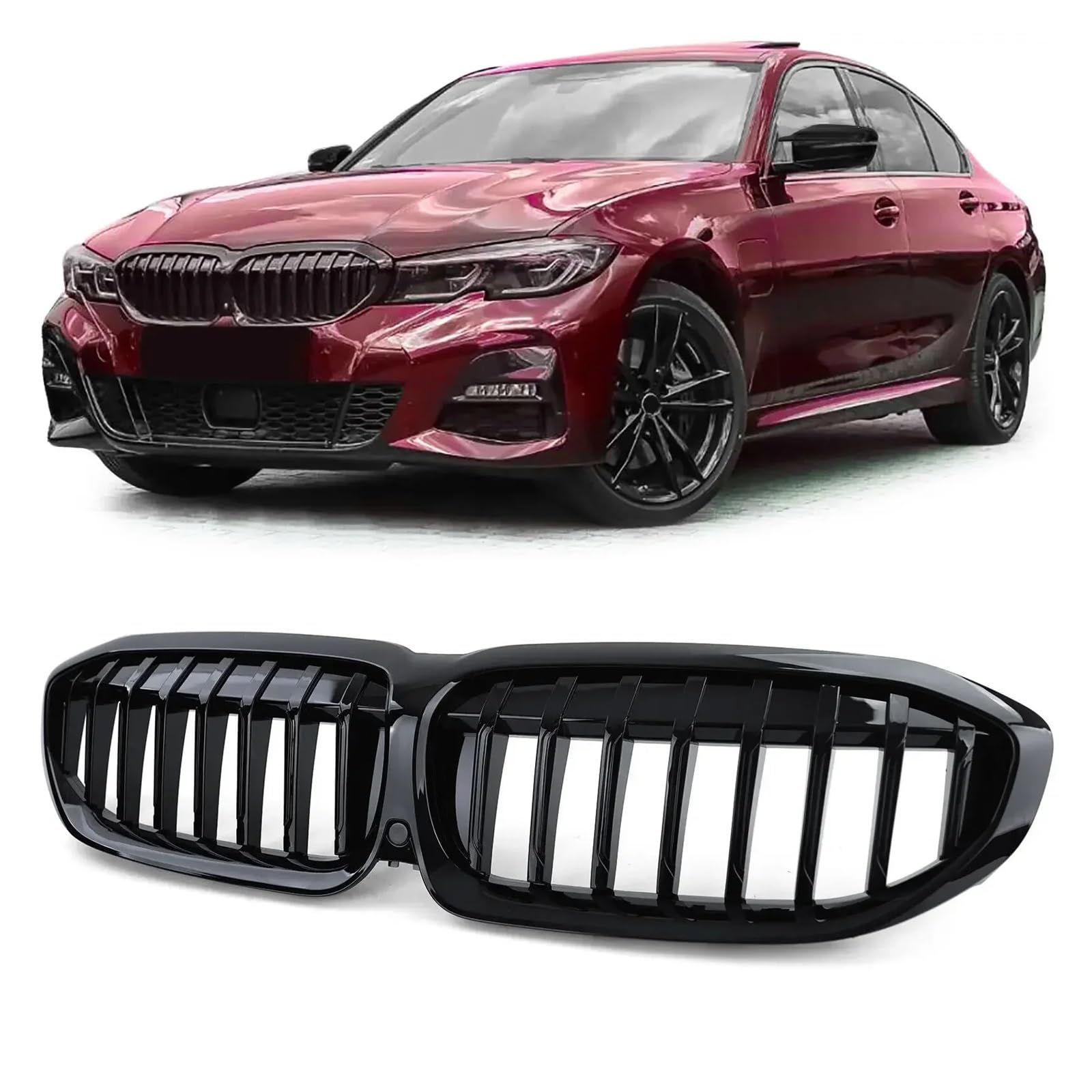 Frontgrill Für G20 3er G20 G21 G28 2019 2020 2021 2022 Frontstoßstange Haube Nierengrill Renngitter Ersatz Black Diamond Meteor Style Front Nieren Kühlergrill(1 Slat-Glossy Black) von Rdtnvc