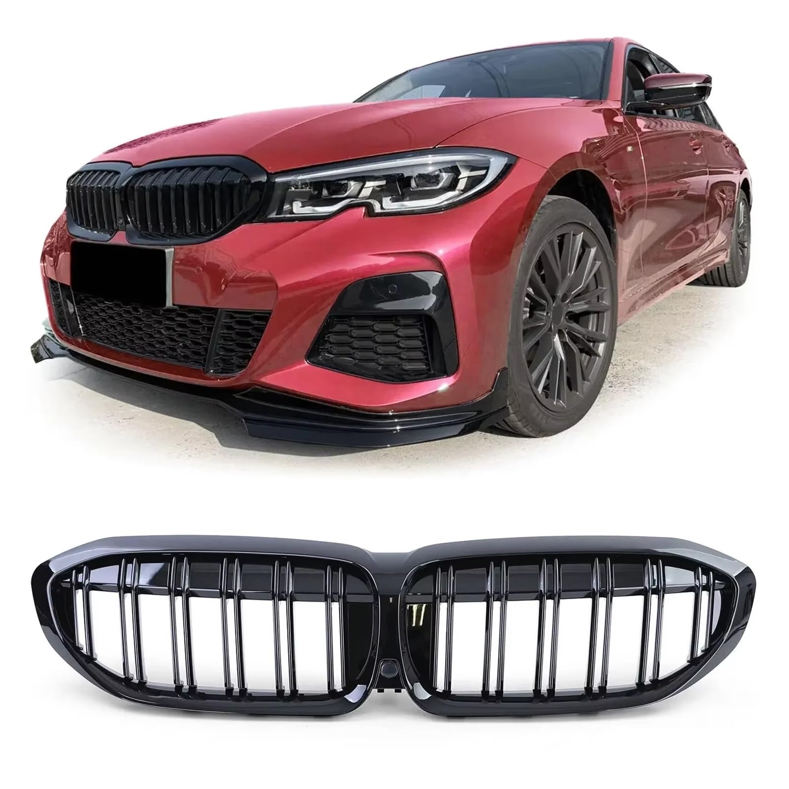 Frontgrill Für G20 3er G20 G21 G28 2019 2020 2021 2022 Frontstoßstange Haube Nierengrill Renngitter Ersatz Black Diamond Meteor Style Front Nieren Kühlergrill(2 Slat-Gloss Black) von Rdtnvc