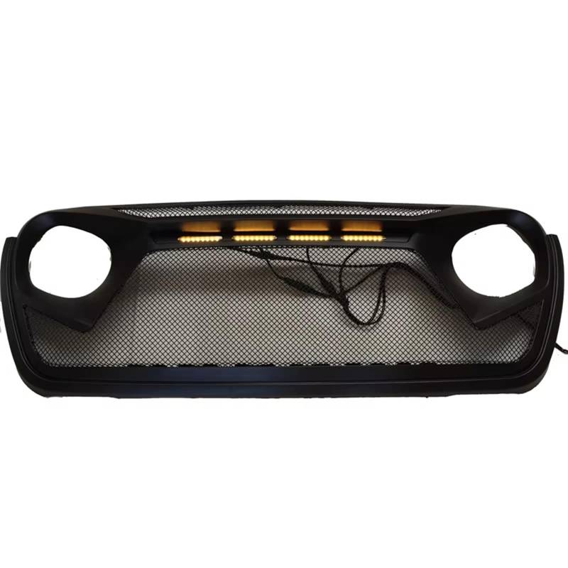 Frontgrill Für Jeep Für Wrangler JL 2018 2019 2020 2021 Auto Vorderen Stoßfänger Racing Grill Gitter Matt Schwarz Außen Teile Front Nieren Kühlergrill(B Style Light) von Rdtnvc