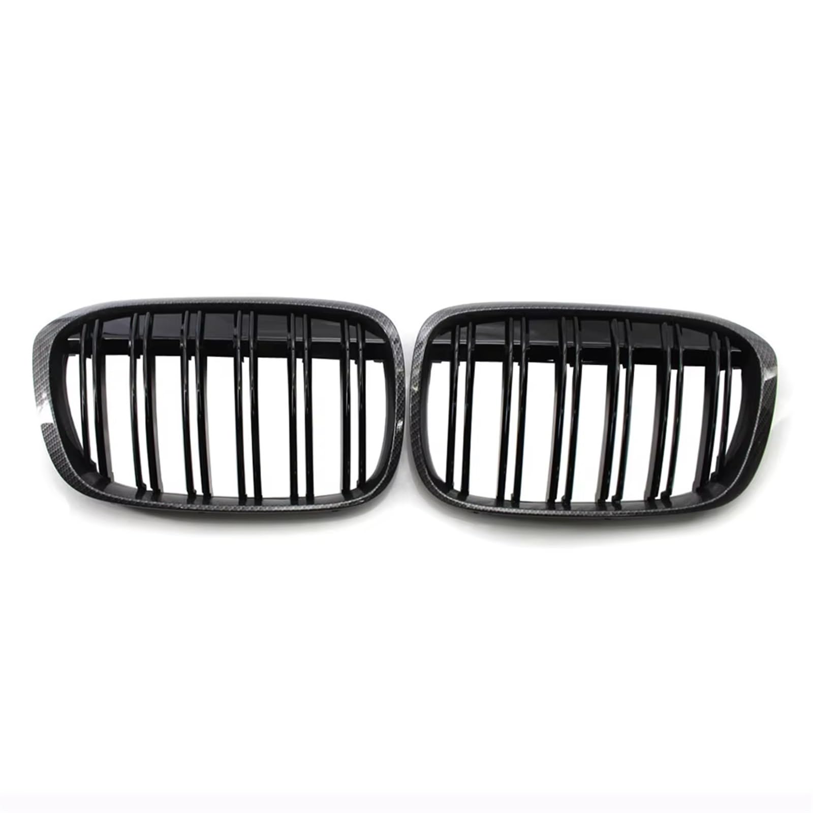 Frontgrill Glänzend Schwarze Doppellinien-Frontstoßstangen-Nierengrillgitter Für X1 F48 F49 2016 2017 2018 2019 2020 XDrive Front Nieren Kühlergrill(Kohlefaser) von Rdtnvc