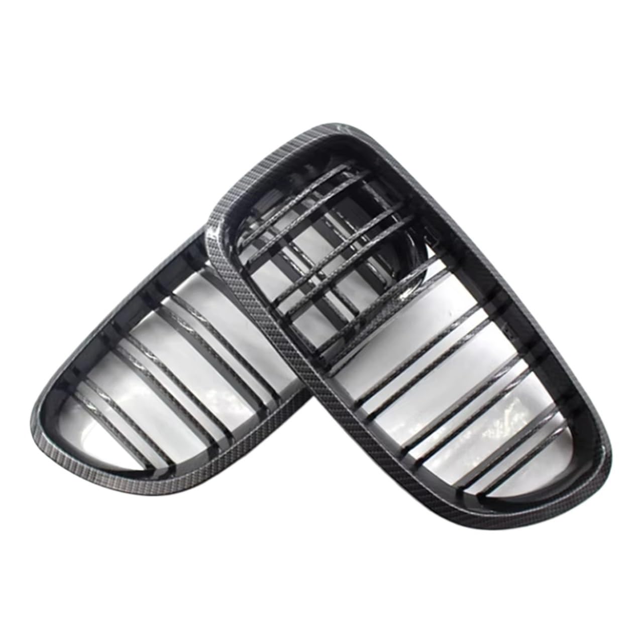 Frontgrill Glänzend Schwarzer Auto-Nierengrill Mit Zwei Lamellen, Renngrill Für 5er F10 F11 F18 520d 530d 540i 2010–2017, Ersatzteil Front Nieren Kühlergrill(Double Line Carbon) von Rdtnvc