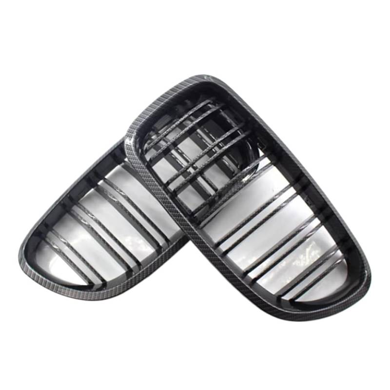 Frontgrill Glänzend Schwarzer Auto-Nierengrill Mit Zwei Lamellen, Renngrill Für 5er F10 F11 F18 520d 530d 540i 2010–2017, Ersatzteil Front Nieren Kühlergrill(Double Line Carbon) von Rdtnvc