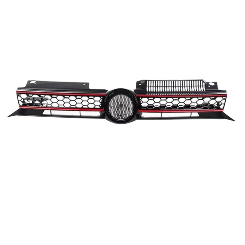 Frontgrill Honeycomb Mesh Auto Vorderen Stoßfänger Kühlergrill Für VW Für Golf 6 MK6 2009 2010 2011 2012 2013 Für GTI Stil Center Racing Grill Front Nieren Kühlergrill(Red Line) von Rdtnvc