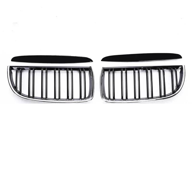 Frontgrill Kohlefaser-Frontstoßstange Freundlicherweise Facelift-Gitterabdeckung Umrüstung Schwarzen Racing-Grills Für 3er E90 E91 2005 2006 2007 2008 2009-2012 Front Nieren Kühlergrill(Chrome Black 0 von Rdtnvc