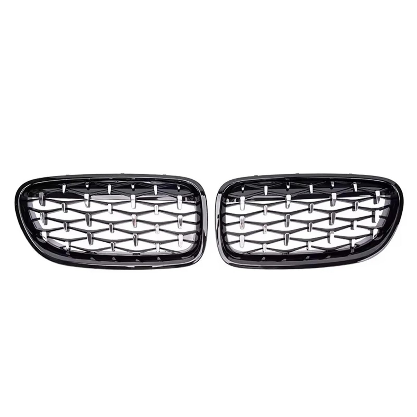 Frontgrill Obere Renngitter Im Silbernen Diamanten-Stil Für 5er F10 F11 F18 2010–2017 528i 535i Frontstoßstange Mit Zwei Lamellen Front Nieren Kühlergrill(Diamond-Chrome Black) von Rdtnvc