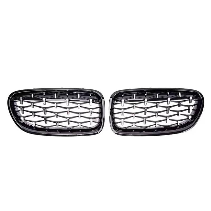 Frontgrill Obere Renngitter Im Silbernen Diamanten-Stil Für 5er F10 F11 F18 2010–2017 528i 535i Frontstoßstange Mit Zwei Lamellen Front Nieren Kühlergrill(Diamond-Chrome Black) von Rdtnvc