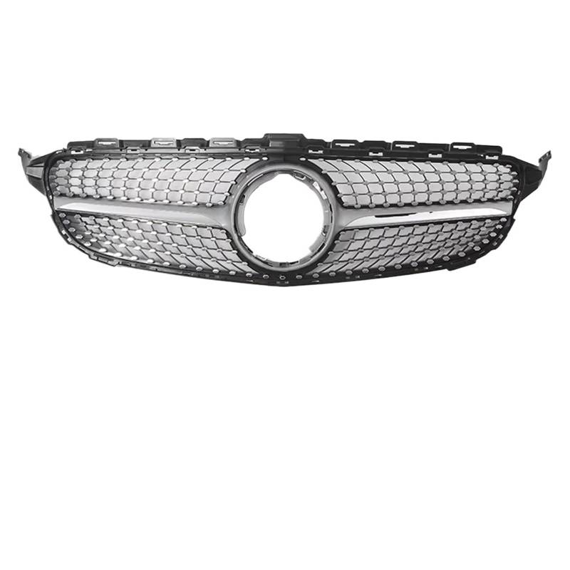 Frontgrill Oberer Kühlergrill Im Chrom-Diamonds-Stil Für Benz C-Klasse W205 C300 C250 C43 Für AMG 2019 2020 2021 Glänzendes Schwarz Für AMG Kühlergrill Im -Stil Front Nieren Kühlergrill(Diamonds-Silve von Rdtnvc