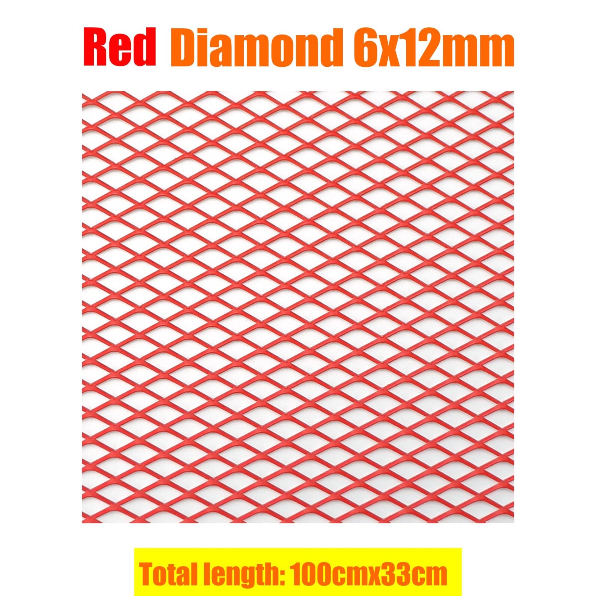 Frontgrill Universal 100x33cm Diamant Loch Aluminium Racing Auto Stoßstange Grille Grill Mesh Net Vent Schwarz Silber Rot Blau Tuning Front Nieren Kühlergrill(Red 6x12mm) von Rdtnvc
