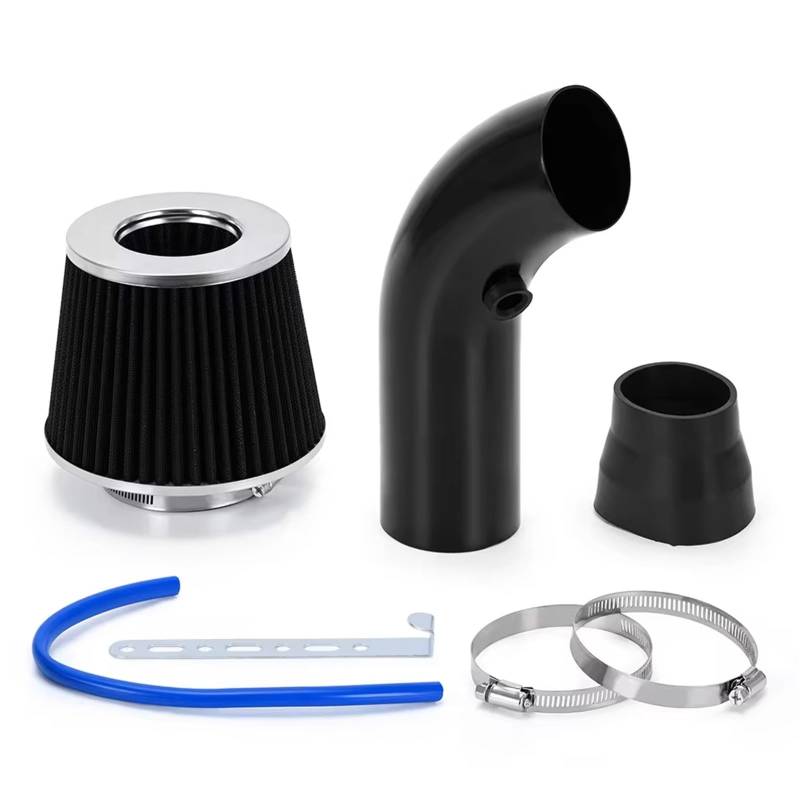 Lufteinlass Ansaugschlauch 3 "76mm Universal-Luftfilter Und Kaltluftansaugrohr Turbo-Ansaugrohr-Kit Mit Luftfilterkegel VR-AIT28+IMK14 Auto Ansaugrohr(Black B) von Rdtnvc