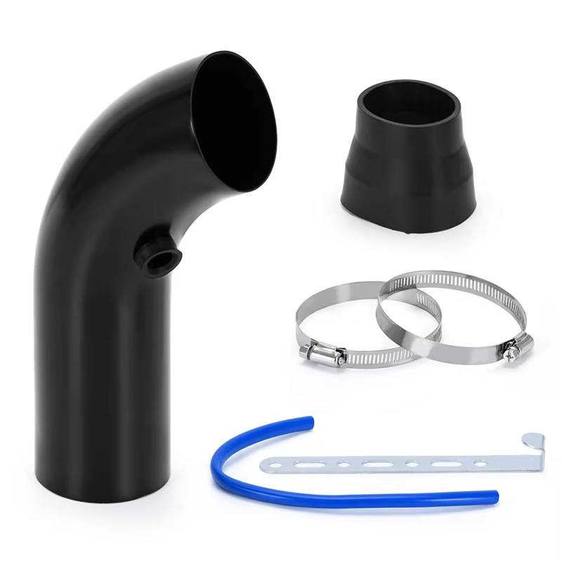 Lufteinlass Ansaugschlauch 3 "76mm Universal-Luftfilter Und Kaltluftansaugrohr Turbo-Ansaugrohr-Kit Mit Luftfilterkegel VR-AIT28+IMK14 Auto Ansaugrohr(Black Pipe) von Rdtnvc