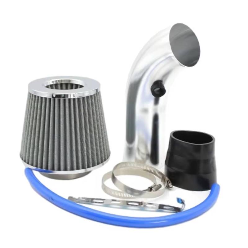 Lufteinlass Ansaugschlauch 76mm Auto Winter Pilzkopf Luftfilter Ansaugrohr Filter High Flow Hoch Kaltluftfilter Aluminium Rohr Kit Umgerüstet Auto Ansaugrohr(Silber) von Rdtnvc