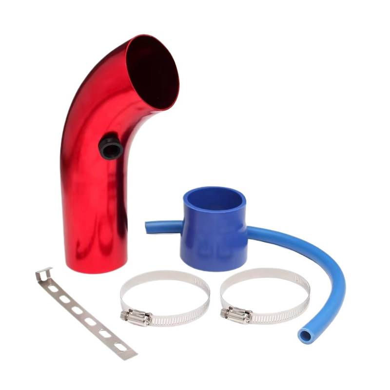 Lufteinlass Ansaugschlauch Aluminium-Auto-Luftfilter-Induktionsflussschlauch-Rohrsatz Universal 3'' 76mm Auto-Kaltluftansaugsystem Turbo-Induktionsrohr Auto Ansaugrohr(Rot) von Rdtnvc