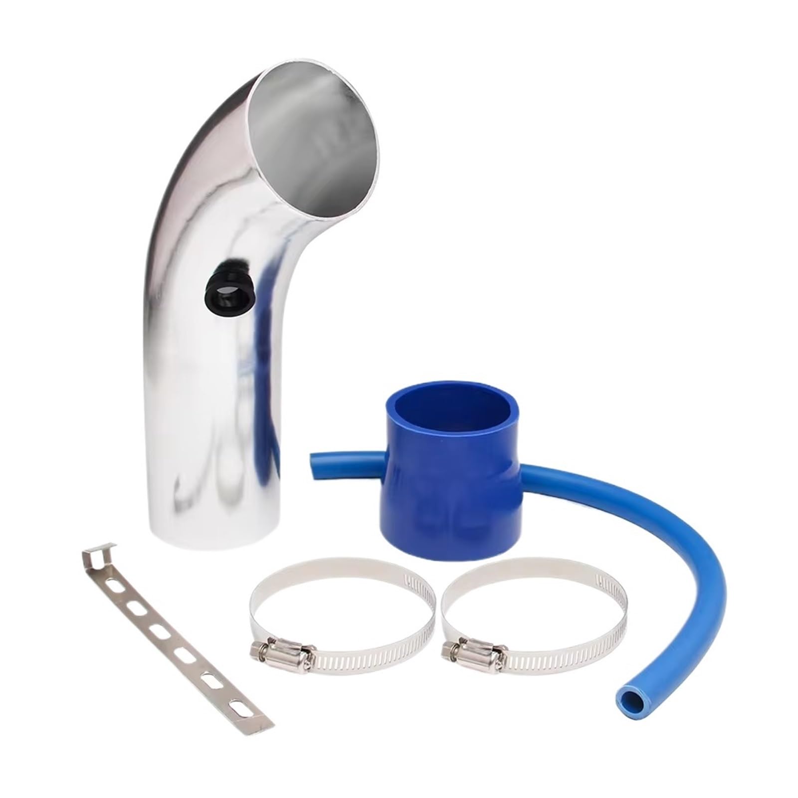 Lufteinlass Ansaugschlauch Aluminium-Auto-Luftfilter-Induktionsflussschlauch-Rohrsatz Universal 3'' 76mm Auto-Kaltluftansaugsystem Turbo-Induktionsrohr Auto Ansaugrohr(Silber) von Rdtnvc