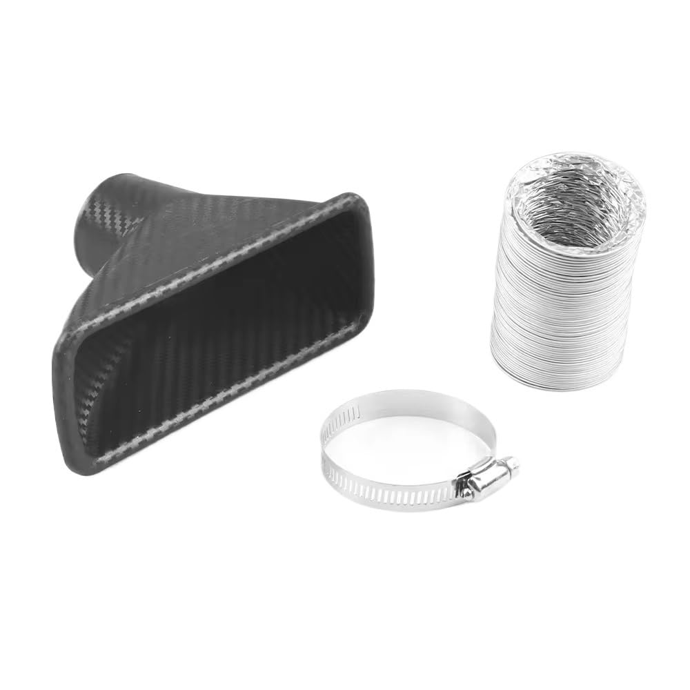 Lufteinlass Ansaugschlauch Auto Front Stoßstange Kühlergrill Einlass Rohr Kit Injektion System Trichter Turbine Universal Carbon Faser Muster Lufteinlass Vent Auto Ansaugrohr(Intake-Tube Square) von Rdtnvc