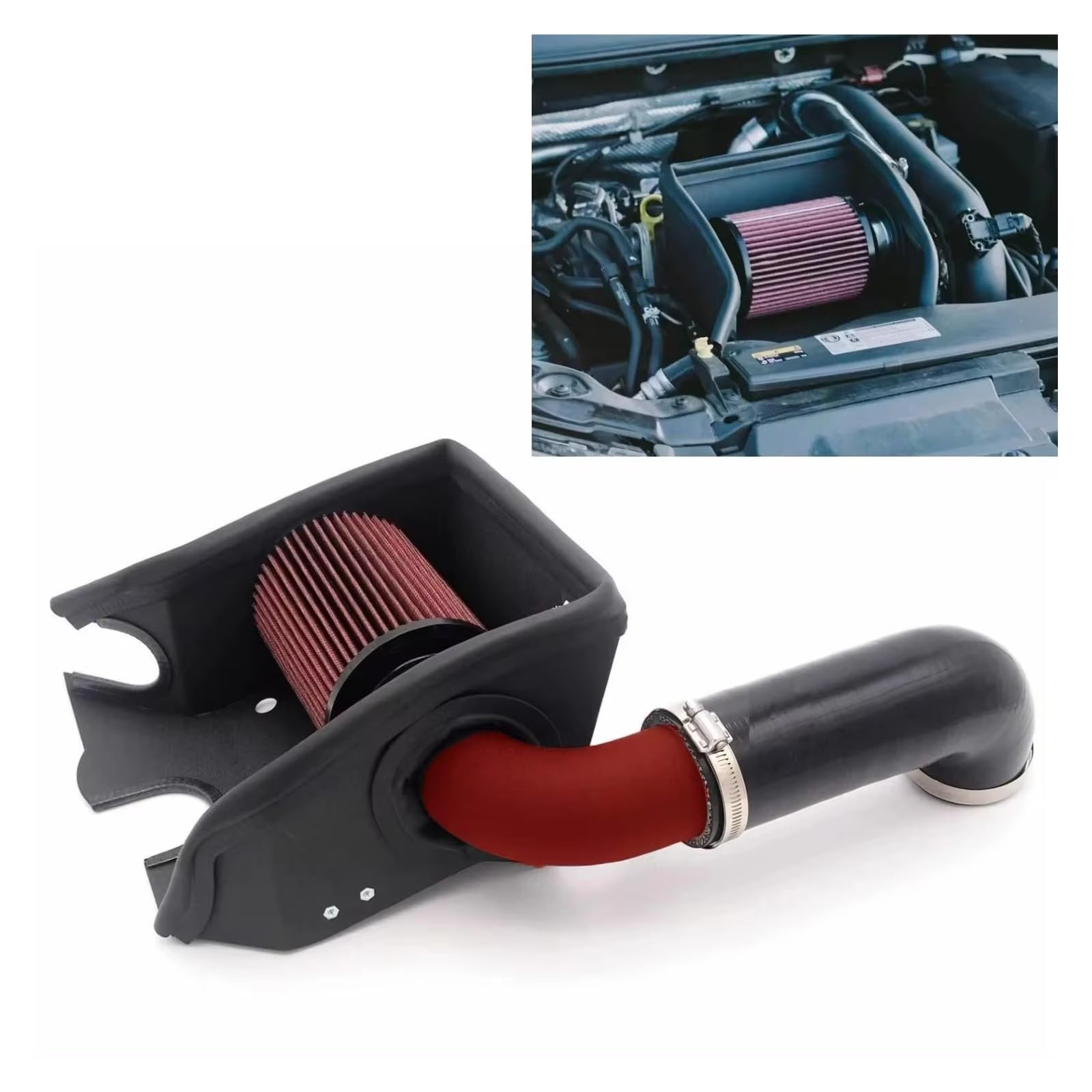 Lufteinlass Ansaugschlauch Schwarz ROT Air Intake Induction Rohr & Hitzeschild Filter Für Golf MK7 Für TSI Für EA211 Auto Zubehör Auto Ansaugrohr(RED and Black Pipe) von Rdtnvc