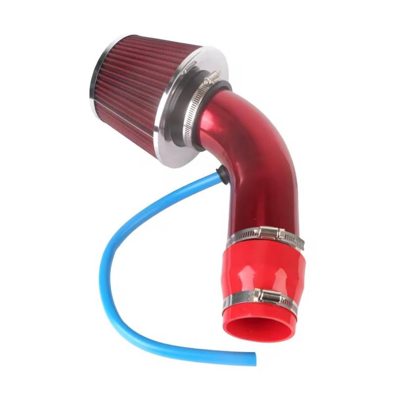 Lufteinlass Ansaugschlauch Universal 76mm/3 Zoll Auto-Luftfilter Mit Rohr Luftansaugsystem Turbo-Induktionssatz Aluminium-LKW-Autozubehör Auto Ansaugrohr(Rot) von Rdtnvc