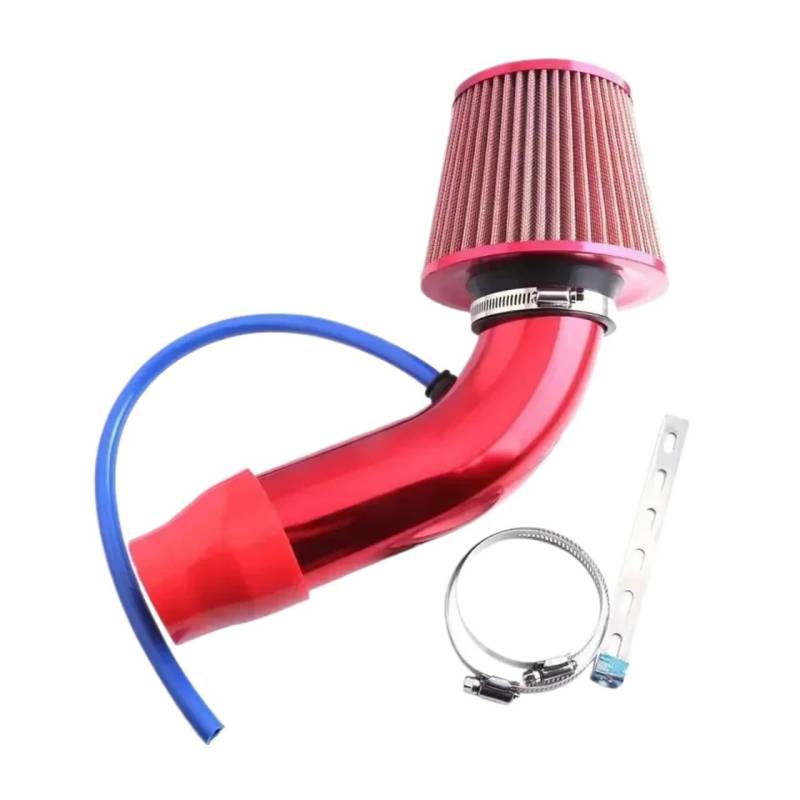 Lufteinlass Ansaugschlauch Universal 76mm/3 Zoll Pilz Header Auto Cold Air Intake Kit Umwandlung Aluminium Rohr Kit Auto Ansaugrohr(Rot) von Rdtnvc