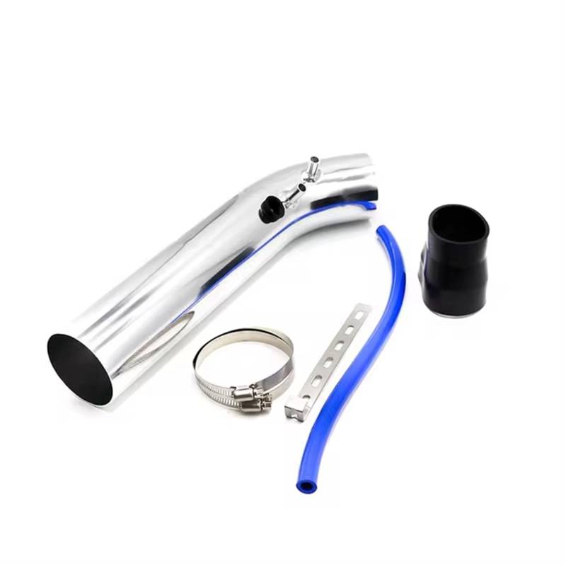 Lufteinlass Ansaugschlauch Universal Auto Luftansaugrohr Kit 3'' Zoll 76mm Rohre Kaltluftansaugsystem Kanal Aluminium Rohr Kit Luftfilter Auto Ansaugrohr(Silber) von Rdtnvc