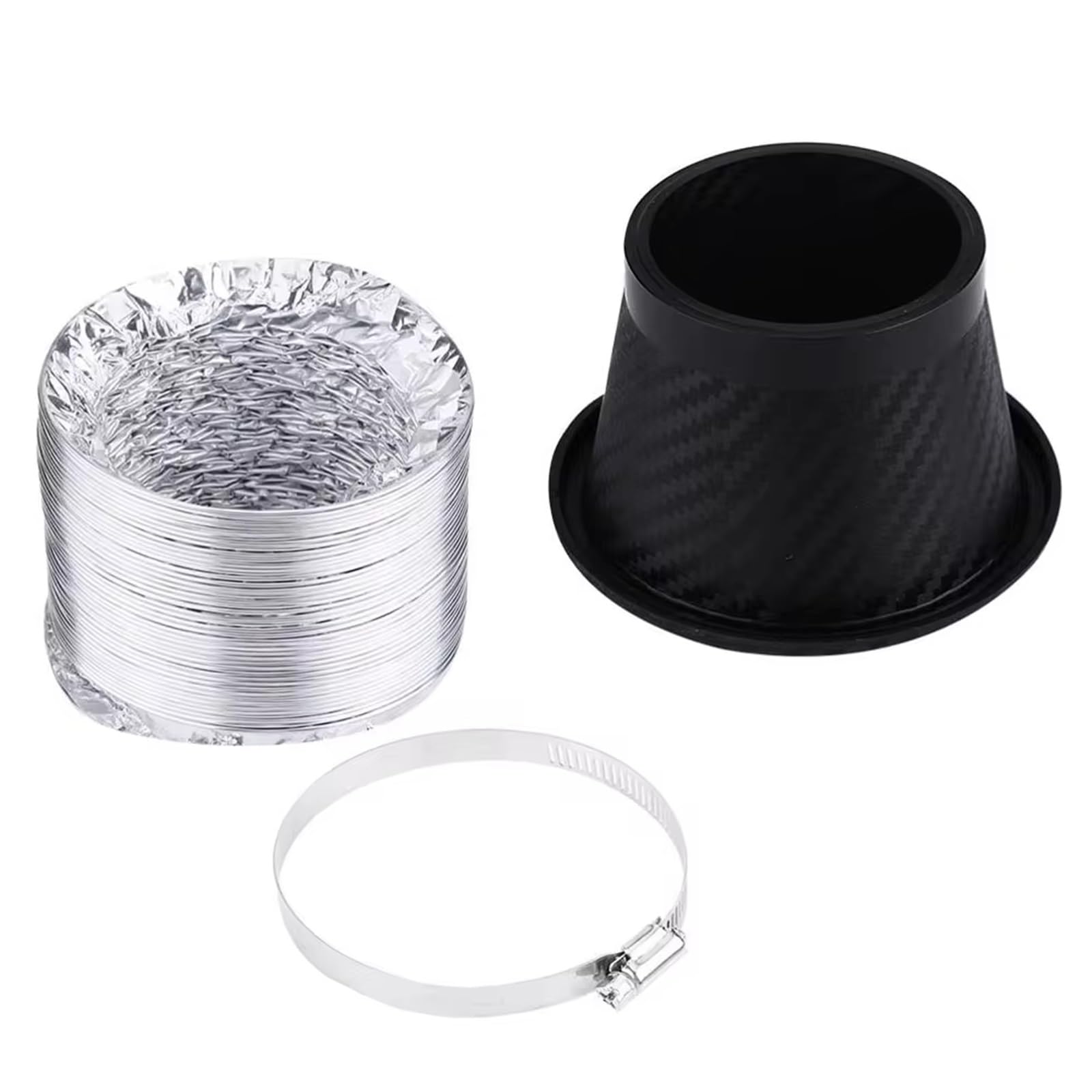 Lufteinlass Ansaugschlauch Universal-Carbonfaser-Look Auto Frontstoßstange Turbo Luftansaugrohr Kit ABS Turbine Einlassrohr Lufttrichter Auto Ansaugrohr(Round) von Rdtnvc