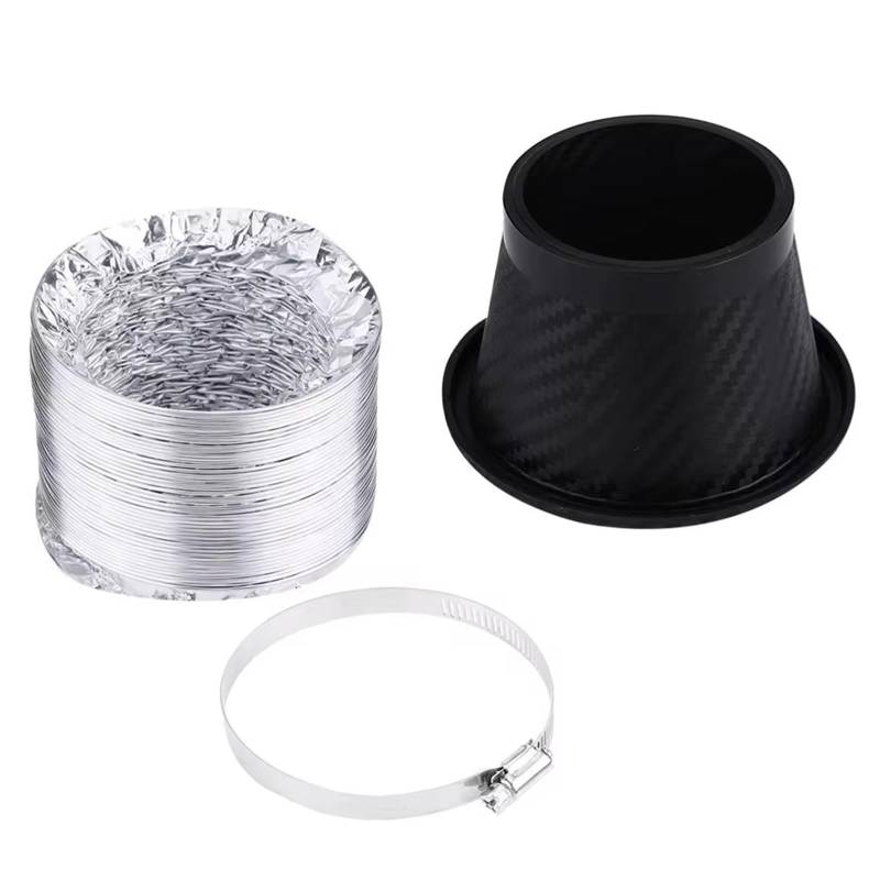 Lufteinlass Ansaugschlauch Universal-Carbonfaser-Look Auto Frontstoßstange Turbo Luftansaugrohr Kit ABS Turbine Einlassrohr Lufttrichter Auto Ansaugrohr(Round) von Rdtnvc