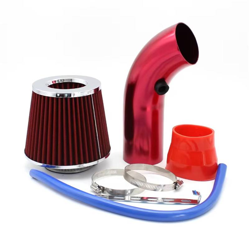 Lufteinlass Ansaugschlauch Universell Umgerüsteter Winter-Pilzkopf-Luftfilter Fürs Auto 76 Mm Ansaugrohrfilter Hoher Durchfluss Kaltluftfilter Aluminiumrohrsatz Auto Ansaugrohr(Rot) von Rdtnvc