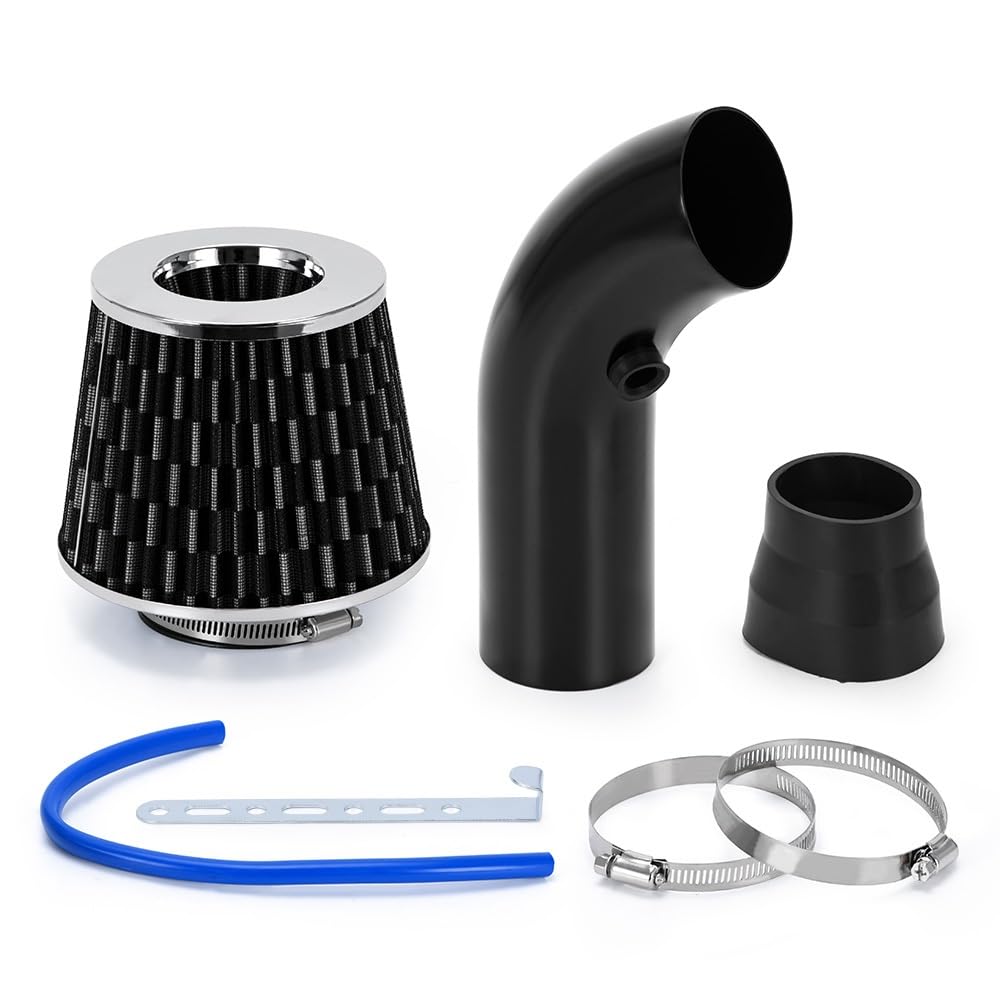 Lufteinlass Ansaugschlauch Universeller 3-Zoll-76-mm-Luftfilter Und Kaltluftansaugrohr-Turbo-Ansaugrohr-Kit Mit Luftfilterkegel PQY-AIT28+IMK14 Auto Ansaugrohr(A) von Rdtnvc