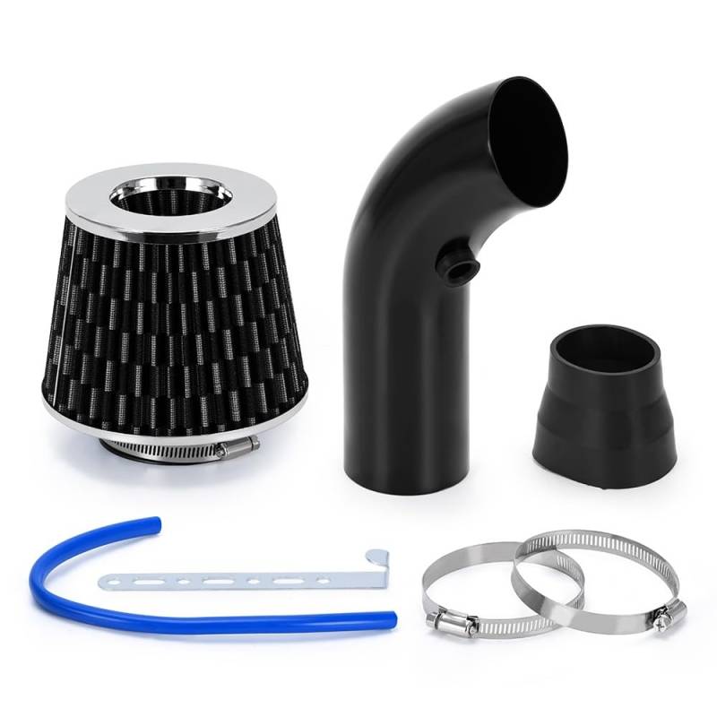 Lufteinlass Ansaugschlauch Universeller 3-Zoll-76-mm-Luftfilter Und Kaltluftansaugrohr-Turbo-Ansaugrohr-Kit Mit Luftfilterkegel PQY-AIT28+IMK14 Auto Ansaugrohr(A) von Rdtnvc