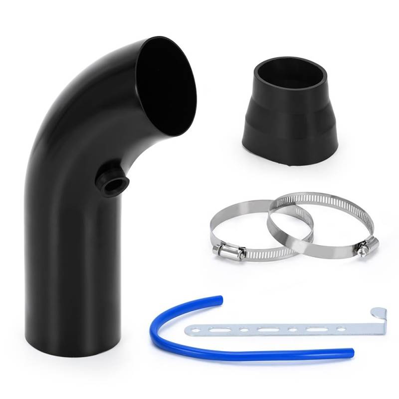 Lufteinlass Ansaugschlauch Universeller 3-Zoll-76-mm-Luftfilter Und Kaltluftansaugrohr-Turbo-Ansaugrohr-Kit Mit Luftfilterkegel PQY-AIT28+IMK14 Auto Ansaugrohr(Black Pipe) von Rdtnvc