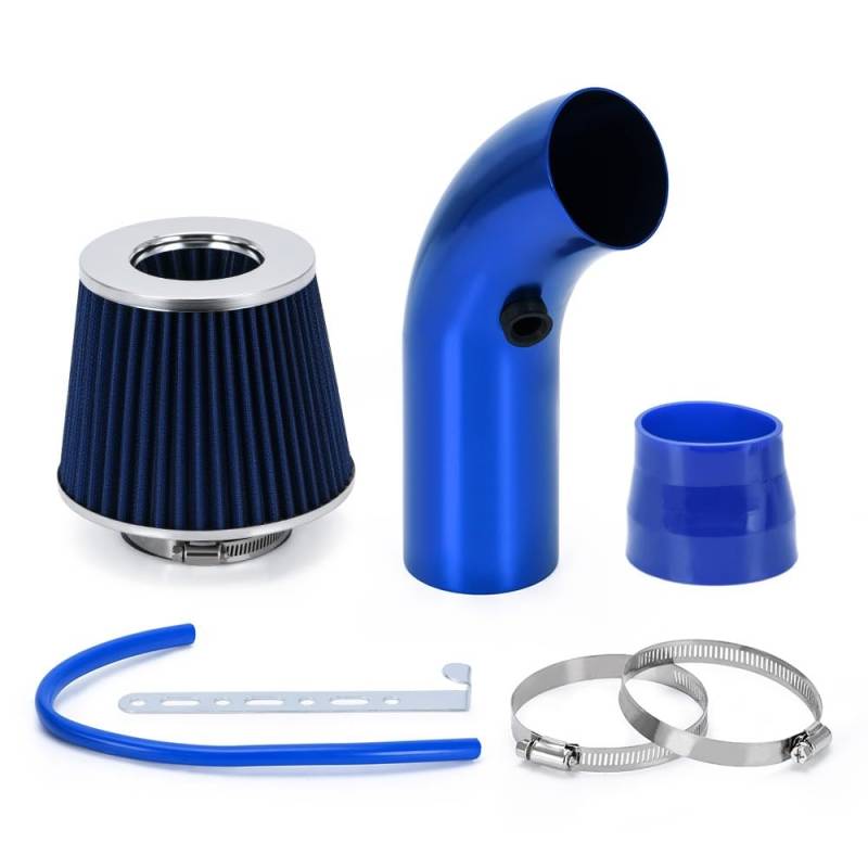 Lufteinlass Ansaugschlauch Universeller 3-Zoll-76-mm-Luftfilter Und Kaltluftansaugrohr-Turbo-Ansaugrohr-Kit Mit Luftfilterkegel PQY-AIT28+IMK14 Auto Ansaugrohr(Blau) von Rdtnvc