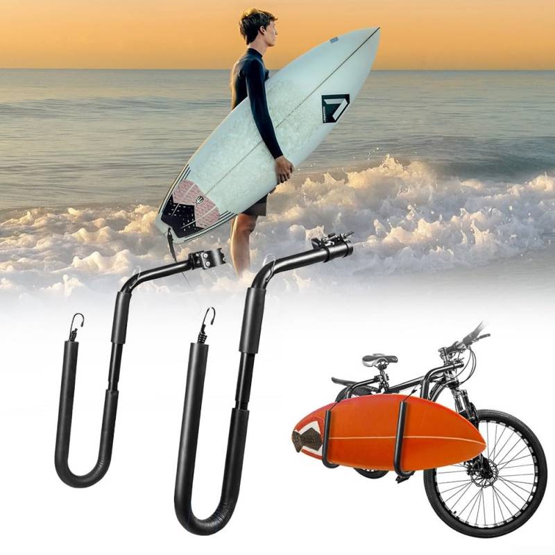 Tragbarer Surfbrett-Halter und Fahrrad-Surfbrett-Trägerhalter, Surfbrett-Gepäckträger, für Strandcruiser, Rennräder von ReachMall
