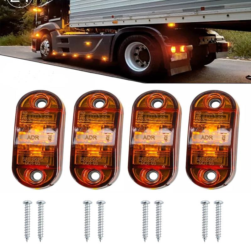 Ready LED-Seitenmarkierungsleuchten, wasserdichte Anzeigen, Positionsseitenleuchten für 12 V/24 V Anhänger, Van, Wohnwagen, LKW, Boote, 4 Stück (gelb) von Ready